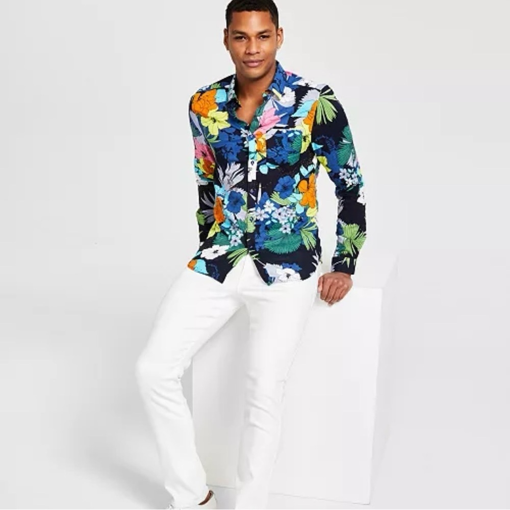 Paisley & Gray Samuel Floral Print Long Sleeve Button Front Shirt